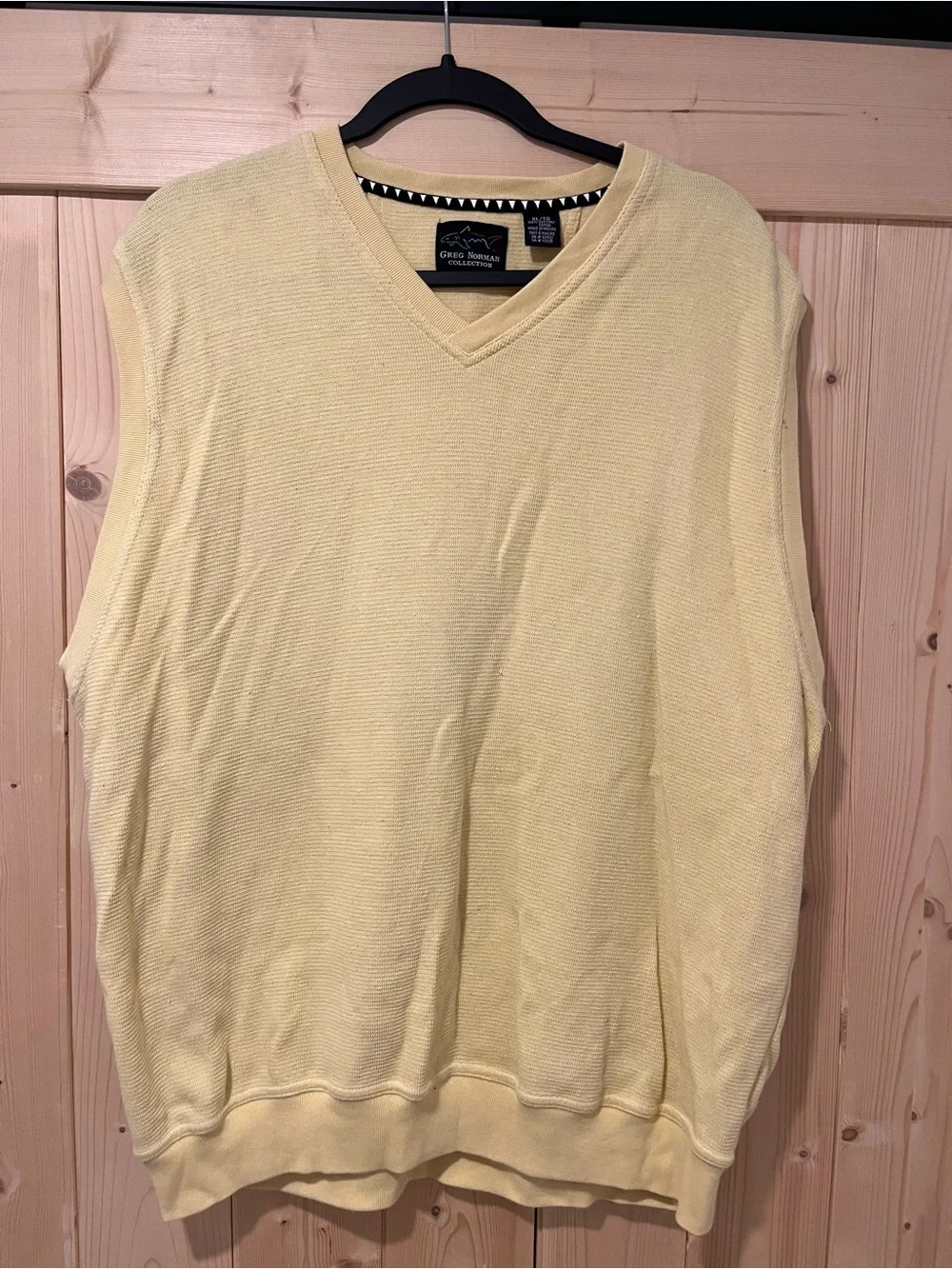 Greg Norman Collection Men’s V-Neck Cotton Sweater Vest in Pale Yellow XL 🦈 ⛳️